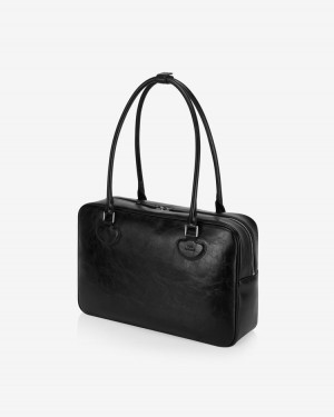 Find Kapoor Heart Bag 36 Crinkled Tote Women's Briefcase Black | PKF7232XM