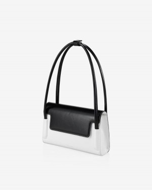 Find Kapoor Marty Bag 26 Crinkled Tote Women's Shoulder Bags White Black | CYG2093RM