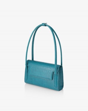 Find Kapoor Marty Bag 26 Croco Tote Women's Shoulder Bags Blue Green | DNT8810YJ