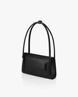 Find Kapoor Marty Bag 26 Lizard Tote Women's Shoulder Bags Black | LVF7659LW