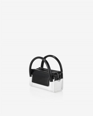 Find Kapoor Marty Bag B 18 Crinkled Tote Women's Crossbody Bags White Black | QPN2930EF