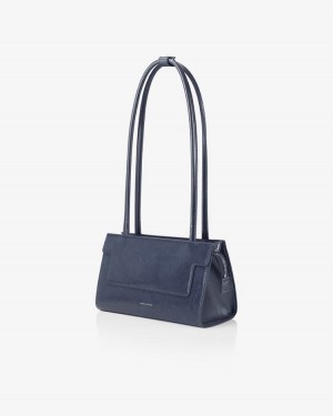 Find Kapoor Marty Brick Bag 24 Crinkled Tote Women's Shoulder Bags Navy | VTY1748UJ