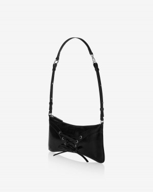 Find Kapoor Ribbon Tie Tote Women's Shoulder Bags Black | RTV1469NW