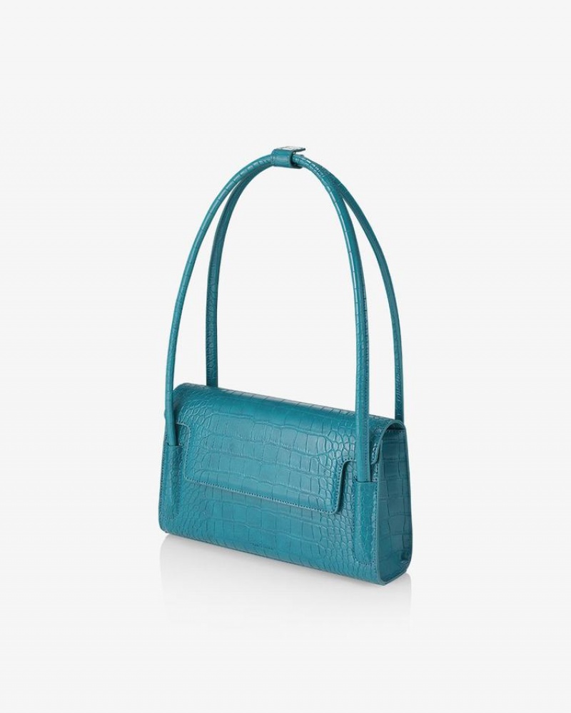 Find Kapoor Marty Bag 26 Croco Tote Women\'s Shoulder Bags Blue Green | DNT8810YJ