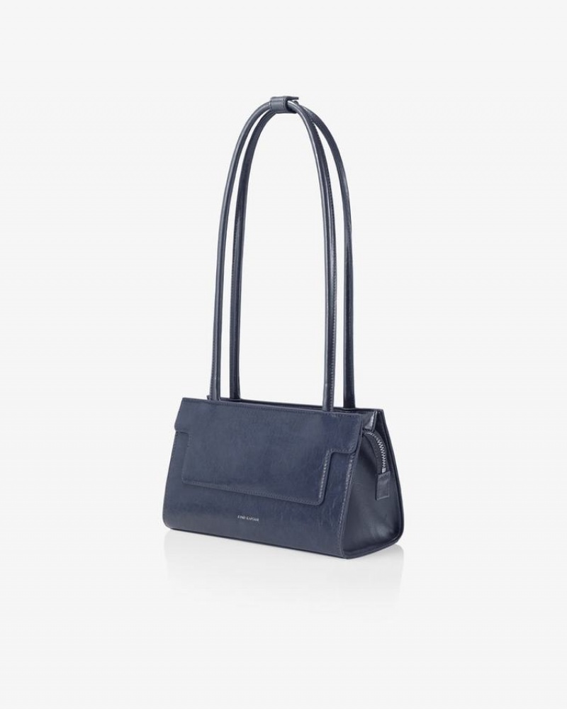 Find Kapoor Marty Brick Bag 24 Crinkled Tote Women's Shoulder Bags Navy | VTY1748UJ