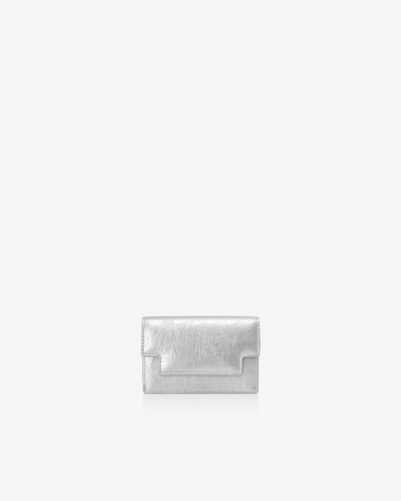 Find Kapoor Marty Card Crinkled Tote Women's Wallets Silver | LTD239PW