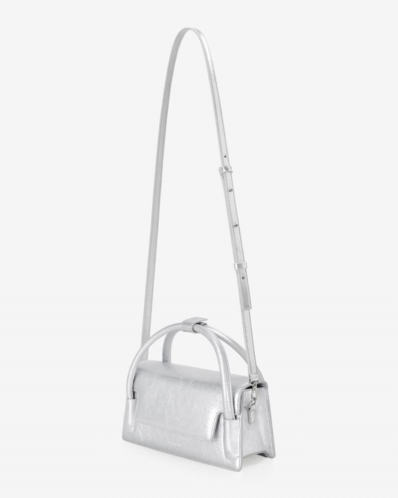 Find Kapoor Marty Wedge Bag 22 Crinkled Tote Women's Crossbody Bags Silver | UGS8520SK