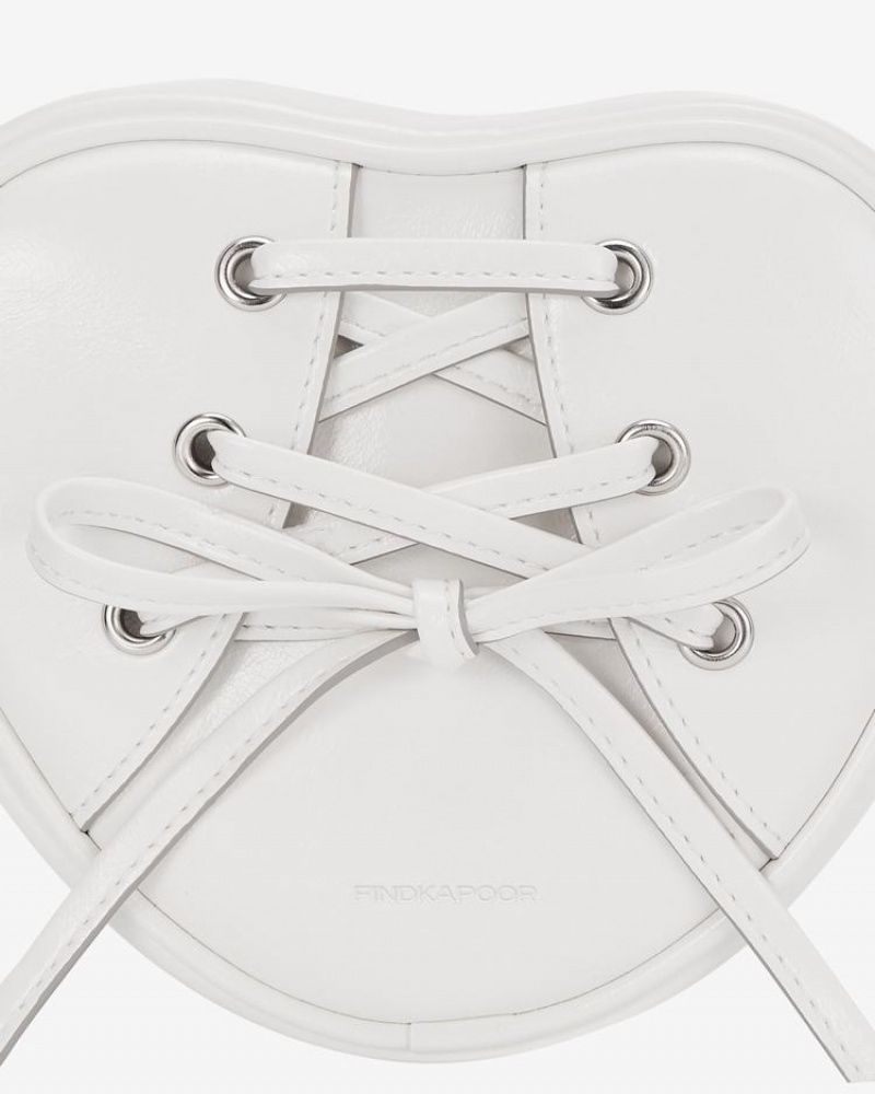 Find Kapoor Ribbon Tie Heart Tote Women's Crossbody Bags White | VSL3370ZY