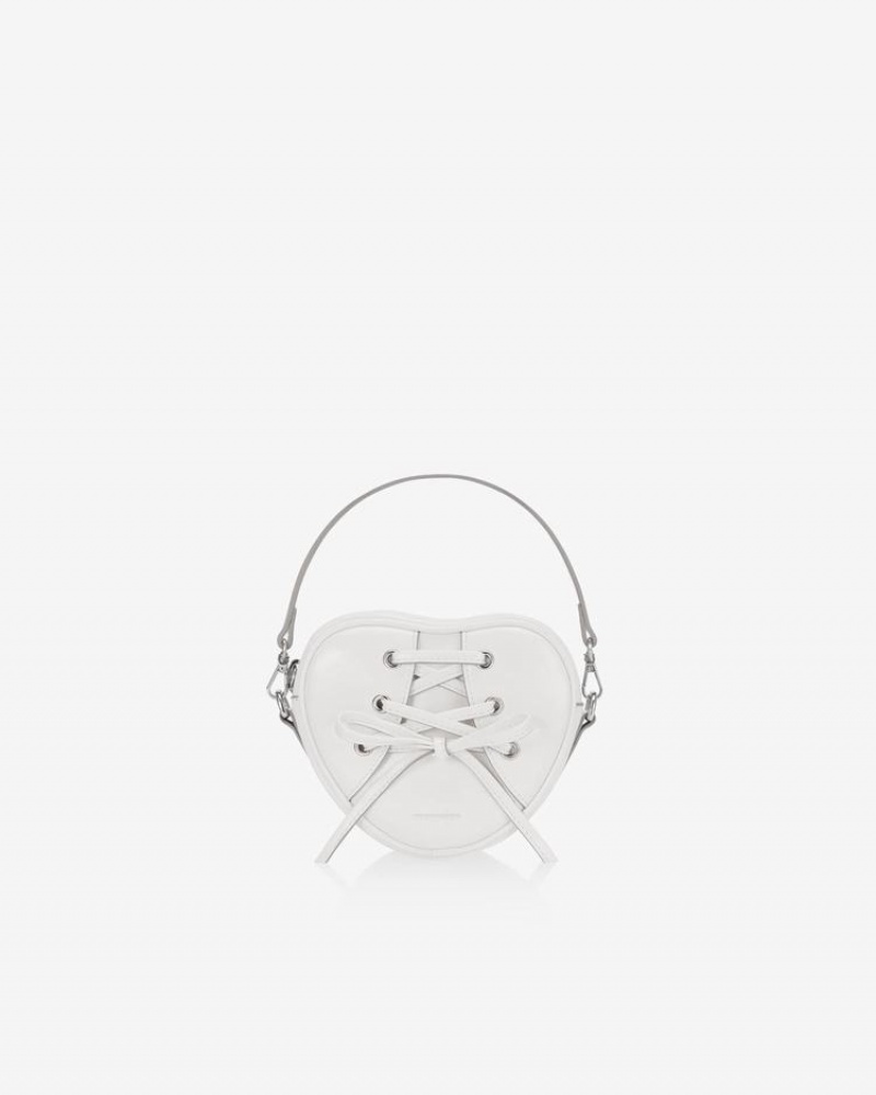 Find Kapoor Ribbon Tie Heart Tote Women's Crossbody Bags White | VSL3370ZY