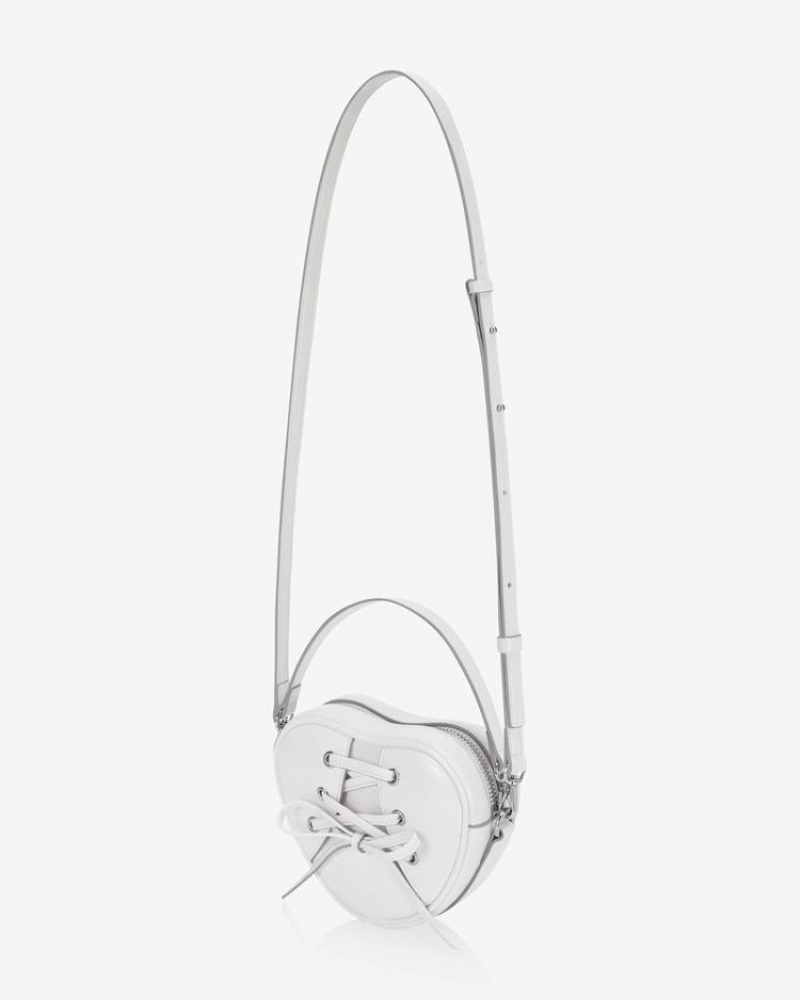 Find Kapoor Ribbon Tie Heart Tote Women's Crossbody Bags White | VSL3370ZY