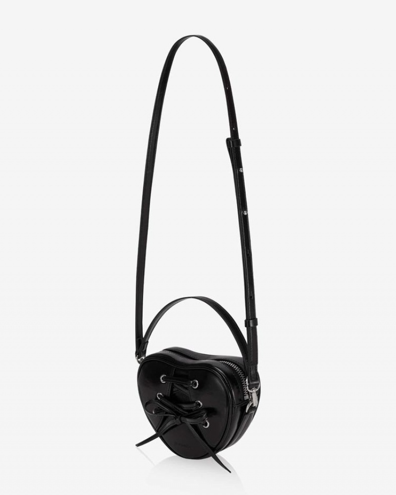 Find Kapoor Ribbon Tie Heart Tote Women's Crossbody Bags Black | JJT518IX