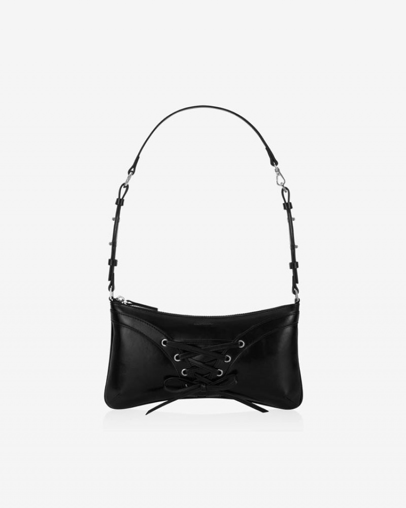 Find Kapoor Ribbon Tie Tote Women's Shoulder Bags Black | RTV1469NW